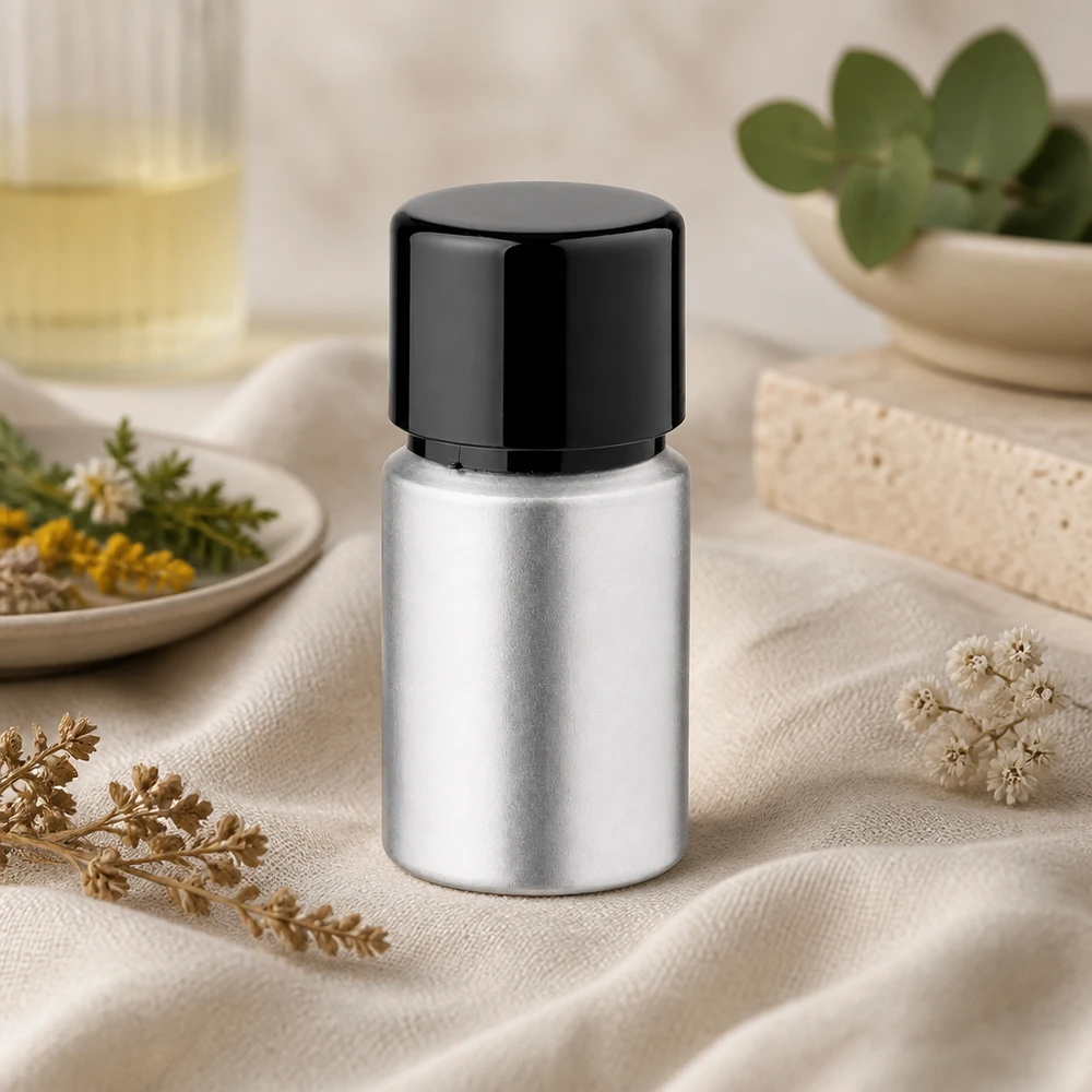 10ml gebeizte Aluflasche mit Schraubkappe Elegante silberne 10ml Aluflasche - stilvolle Verpackungslösung für hochwertige Kosmetikprodukte