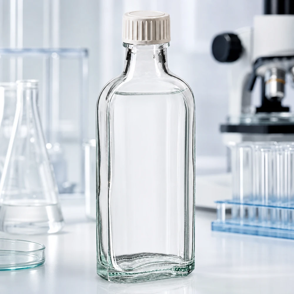 100 ml Meplat klar Schraubverschluss mit PE-Schaumeinlage Meplat Flasche klar 100ml mit PE-Schaumeinlage für sichere Lagerung von Laborproben