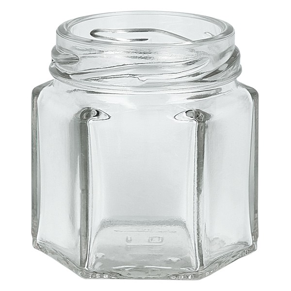 Glastiegel 47ml klar, ohne Deckel, Gewinde TO43 Glastiegel 47ml klar, ohne Deckel, Gewinde TO43