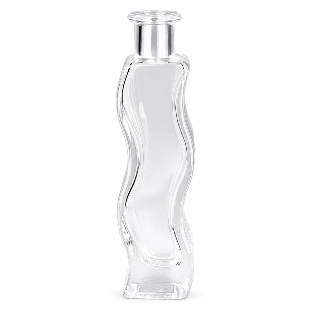 100ml Glasflasche Melissa leer ohne Verschluss UNiTWIST transparent mit gewellter Form für Parfum oder Kosmetik