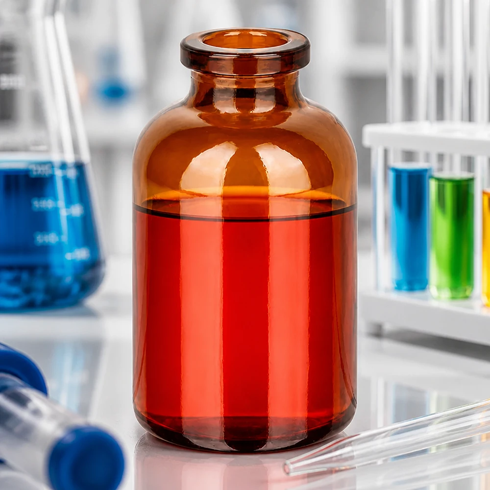 Medizinische Braunglas-Flasche 30ml mit charakteristischem Rollrand für Gummistopfen-Verschluss