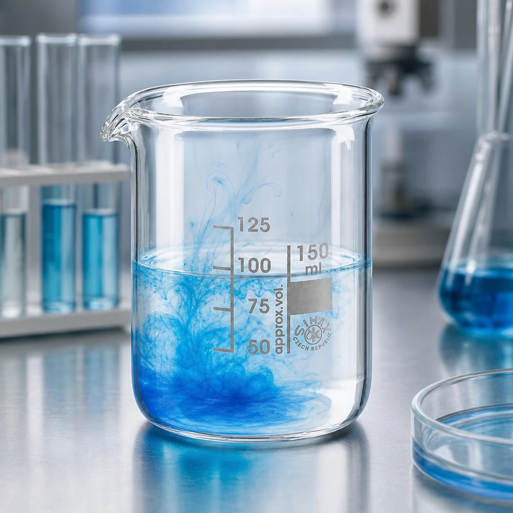 Becherglas 150ml Borosilikatglas, niedrige Form Chemie Becherglas 150ml niedrige Bauform mit deutlicher Milliliter Skala bis 150ml
