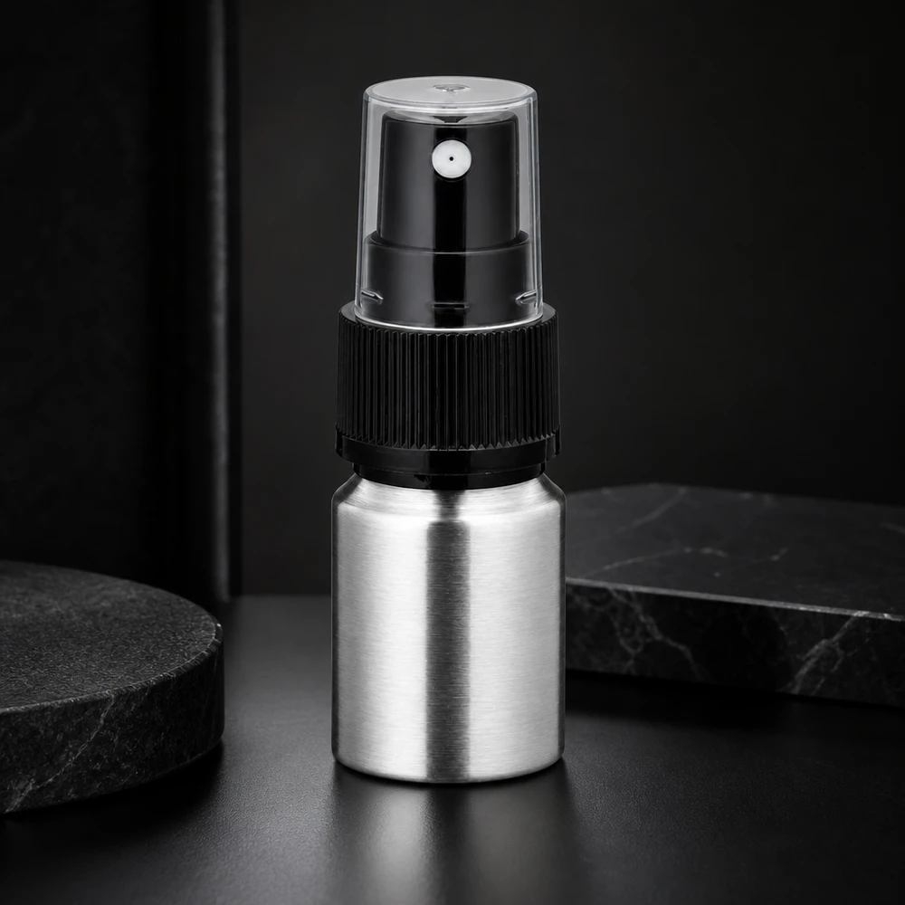 Professionelle 10ml Aluflasche mit Zerstäuber - hygienische Applikation für Hautpflegeprodukte