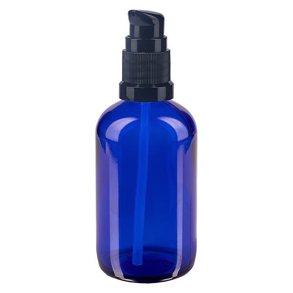 Apothekenflasche blau 100ml PumpVerschluss schwarz Standard Apothekenflasche blau 100ml PumpVerschluss schwarz Standard