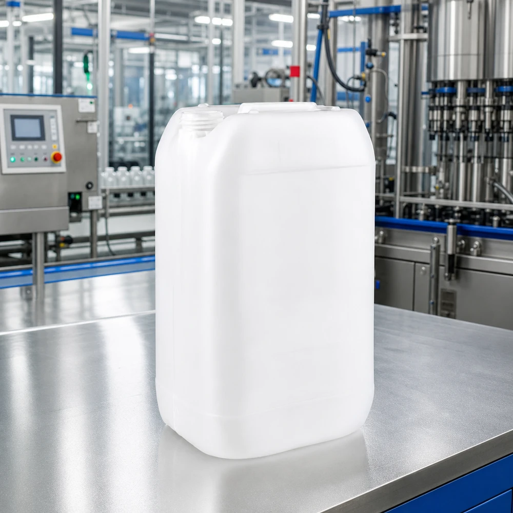 Kanister 15 Liter ohne Verschluss Robuster Industriekanister 15 Liter ohne Verschluss mit ergonomischem Griff in Produktionshalle