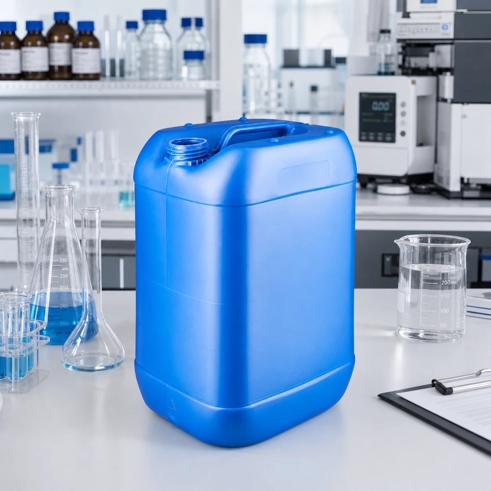 Kanister 25 Liter blau ohne Verschluss Leerer blauer Großkanister 25L ohne Verschluss für chemische Flüssigkeiten im Laborbereich