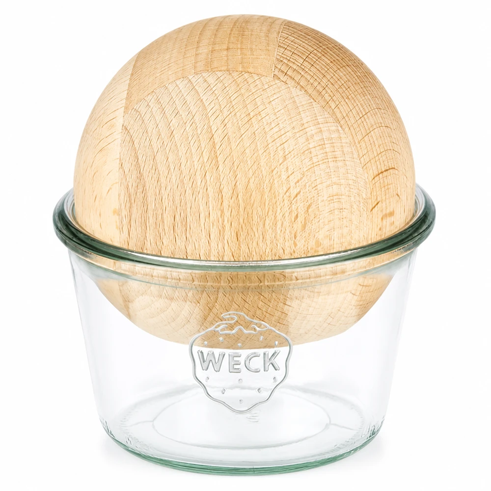 WECK Sturzglas 370ml RR100 mit Bucheholzkugel Deckel transparent Glas Einmachglas