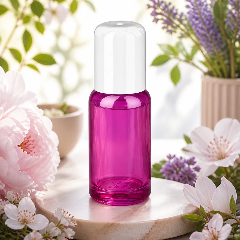 20ml Roll-On Flasche weiss Standard PurpleLine UT18/20 20ml Roll-On Glasflasche in Purple Line Design ideal für DIY Parfum und ätherische Öle