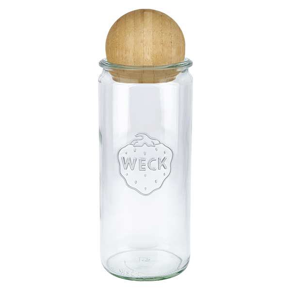 *1040ml Zylinderglas WECK RR80 mit Holzkugel