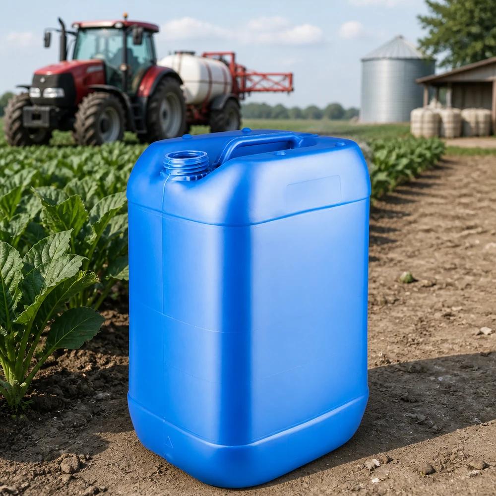 Stapelbarer Kunststoffkanister 25 Liter blau ohne Deckel für Düngemittel und Agrochemikalien