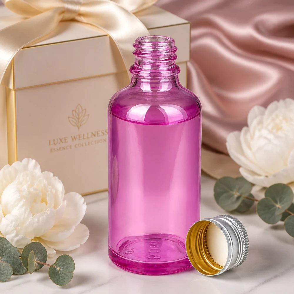 50ml Flasche 11mm Schraubverschluss Alu-Silberer Standard PurpleLine.UT18/50 50ml Flasche in Purple mit robustem Aluminium-Verschluss für langlebige Aufbewahrung