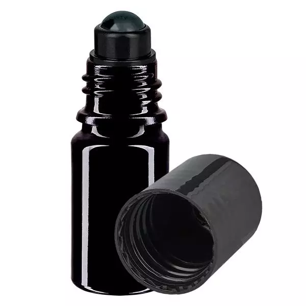 Apothekenflasche violett 5ml Roll-On Verschluss schwarz Apothekenflasche violett 5ml Roll-On Verschluss schwarz