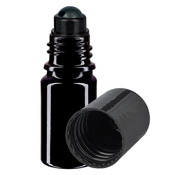 Apothekenflasche violett 5ml Roll-On Verschluss schwarz Apothekenflasche violett 5ml Roll-On Verschluss schwarz