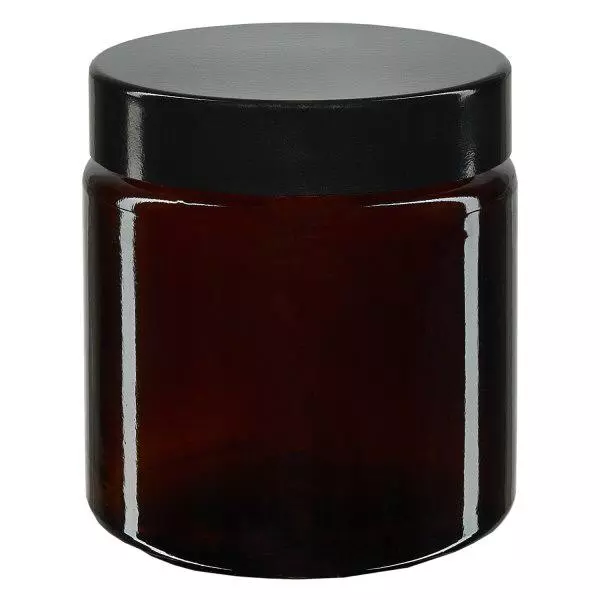 120ml Glastiegel. braun, mit schwarzem Bakelit ApoGlas 120ml Glastiegel. braun, mit schwarzem Bakelit ApoGlas