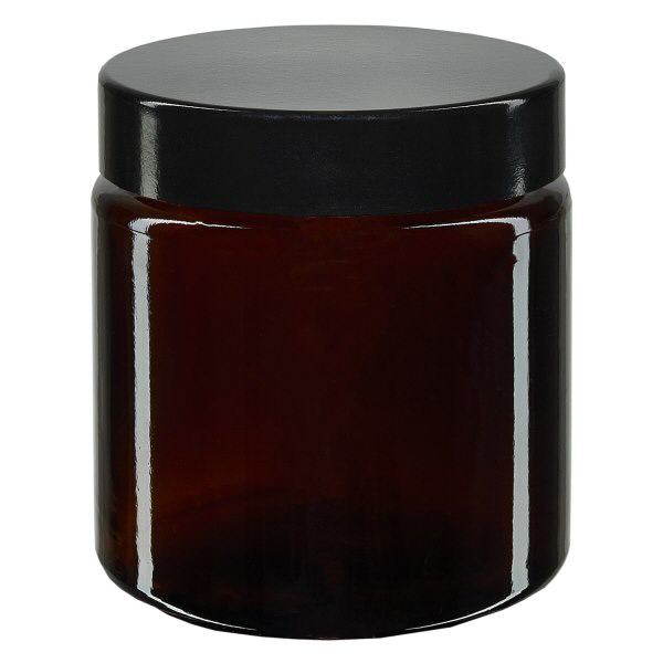 120ml Glastiegel. braun, mit schwarzem Bakelit ApoGlas