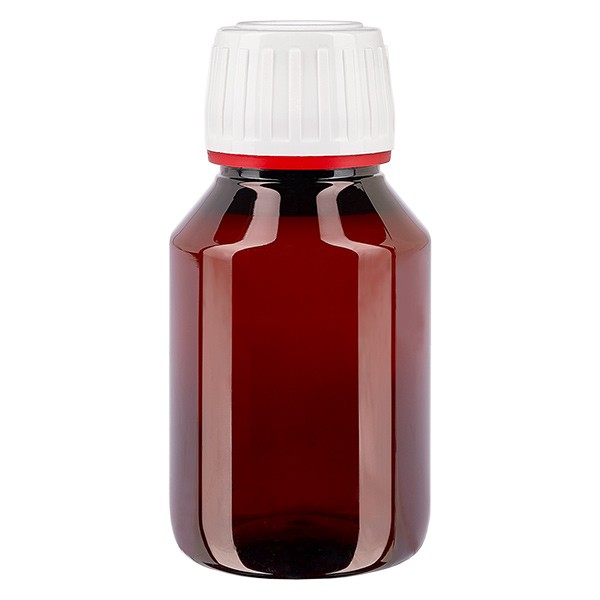PET Flasche 50ml mit weiß/rotem Verschluss Originalitätsverschluss PET Flasche 50ml mit weiß/rotem Verschluss Originalitätsverschluss