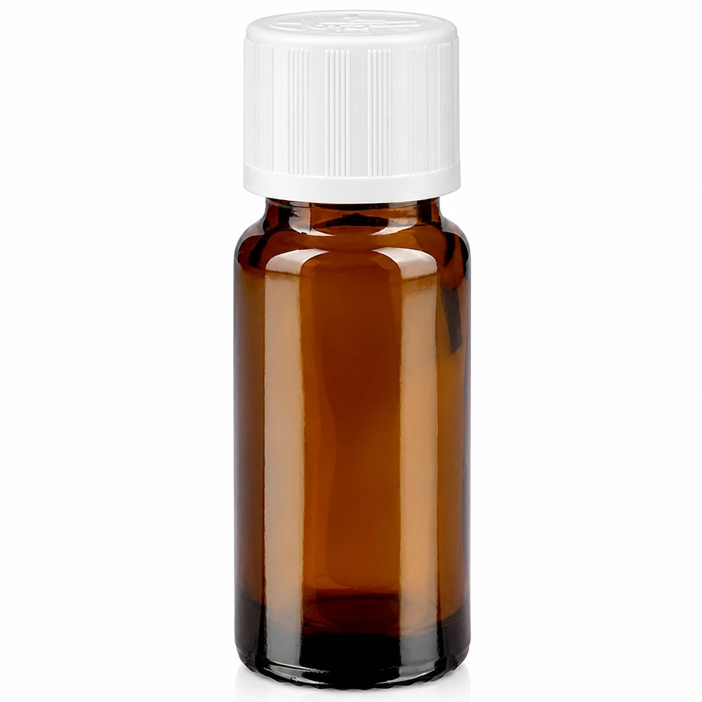 Kleine braunglas Tropfflasche 10ml mit weißem KiSi-Verschluss für Apotheken und Labore