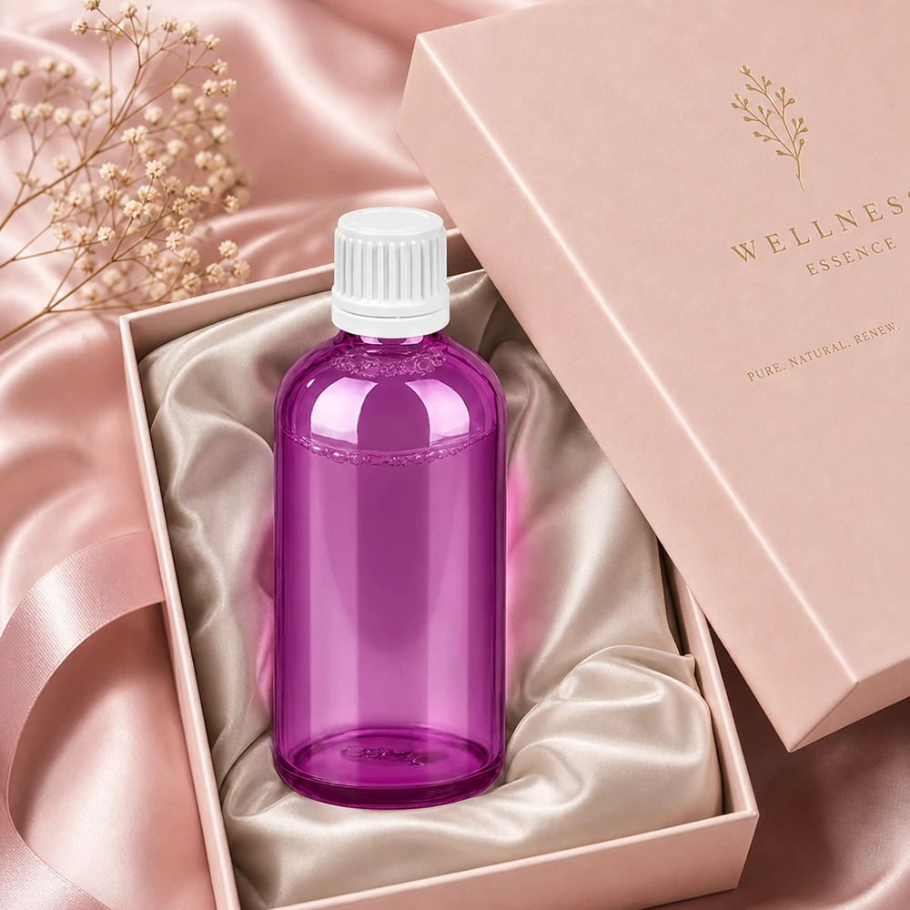 100ml Flasche 11mm Schraubverschluss weiss Originalität Schraubverschlusserschluss PurpleLine UT18/100 Elegante 100ml Violettflasche mit weissem Verschluss optimal für Aromatherapie und Massage-Öle