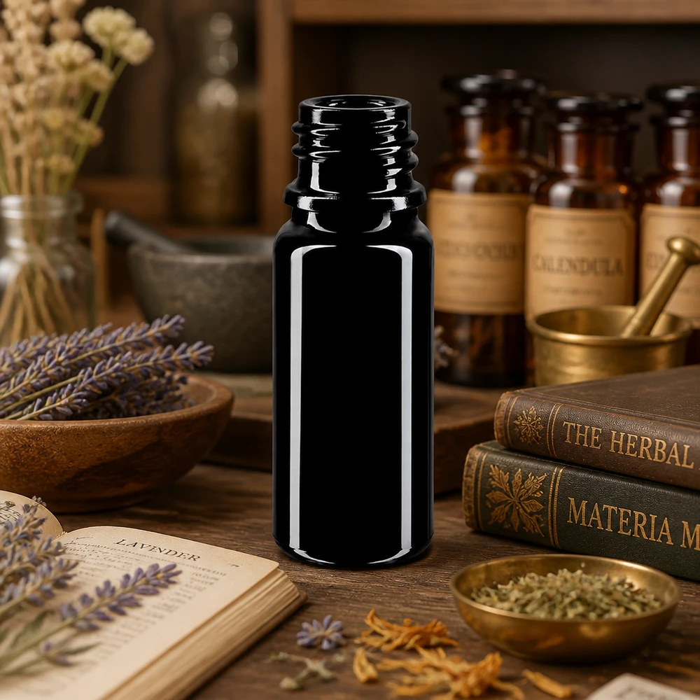 Violettglas Flasche 10ml DIN 18 (Mironglas) Elegante Mironglas Flasche 10ml mit DIN 18 Verschluss für professionelle Aromatherapie