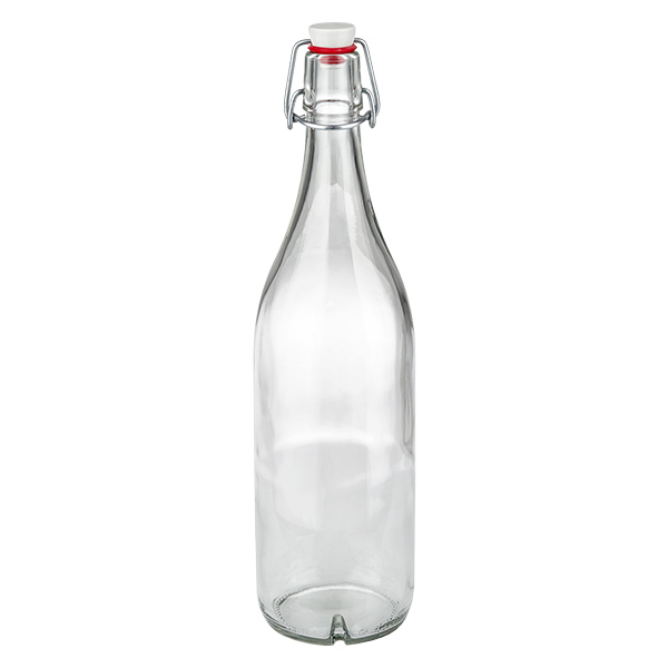1000ml Glasflasche mit Bügelverschluss aus Porzellan leer transparent für Getränke Aufbewahrung