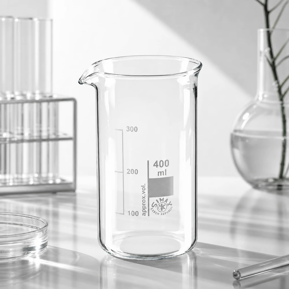 Becherglas 400ml Borosilikatglas, hohe Form Becherglas 400ml hohe Form aus Borosilikatglas für Chemie Biologie und Medizin geeignet