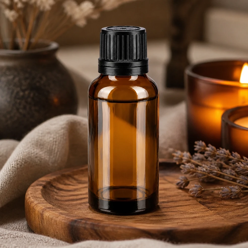Braune Tropfflasche 20ml mit präziser 1mm Dosieröffnung für ätherische Öle und Tinkturen