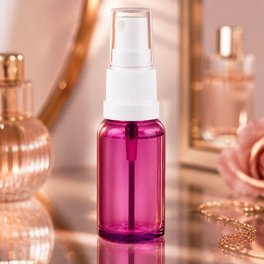 20ml Sprayflasche weiss/transparent Standard PurpleLine UT18/20 20ml Kosmetikflasche transparent lila mit weißem Sprühkopf perfekt für Gesichtswasser und Toner