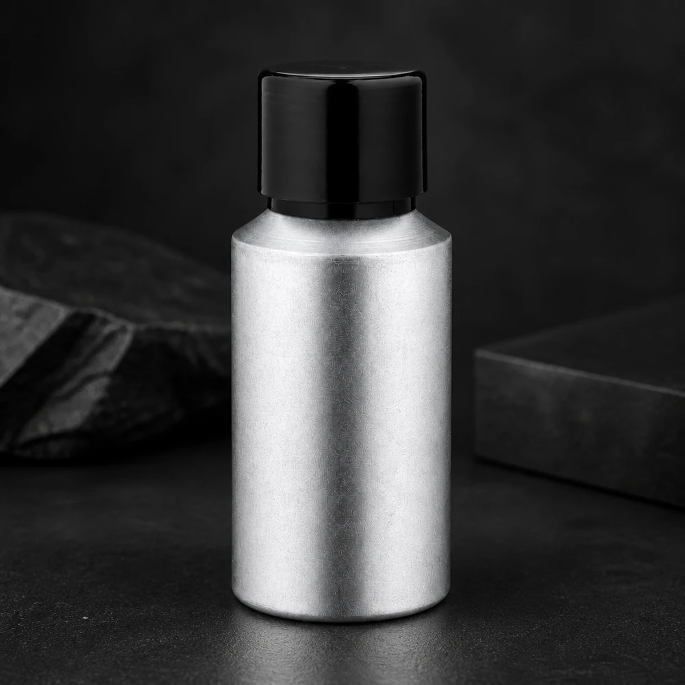 30ml gebeizte Aluflasche mit Schraubkappe Professionelle 30ml gebeizte Aluminiumflasche mit auslaufsicherem schwarzen Deckel