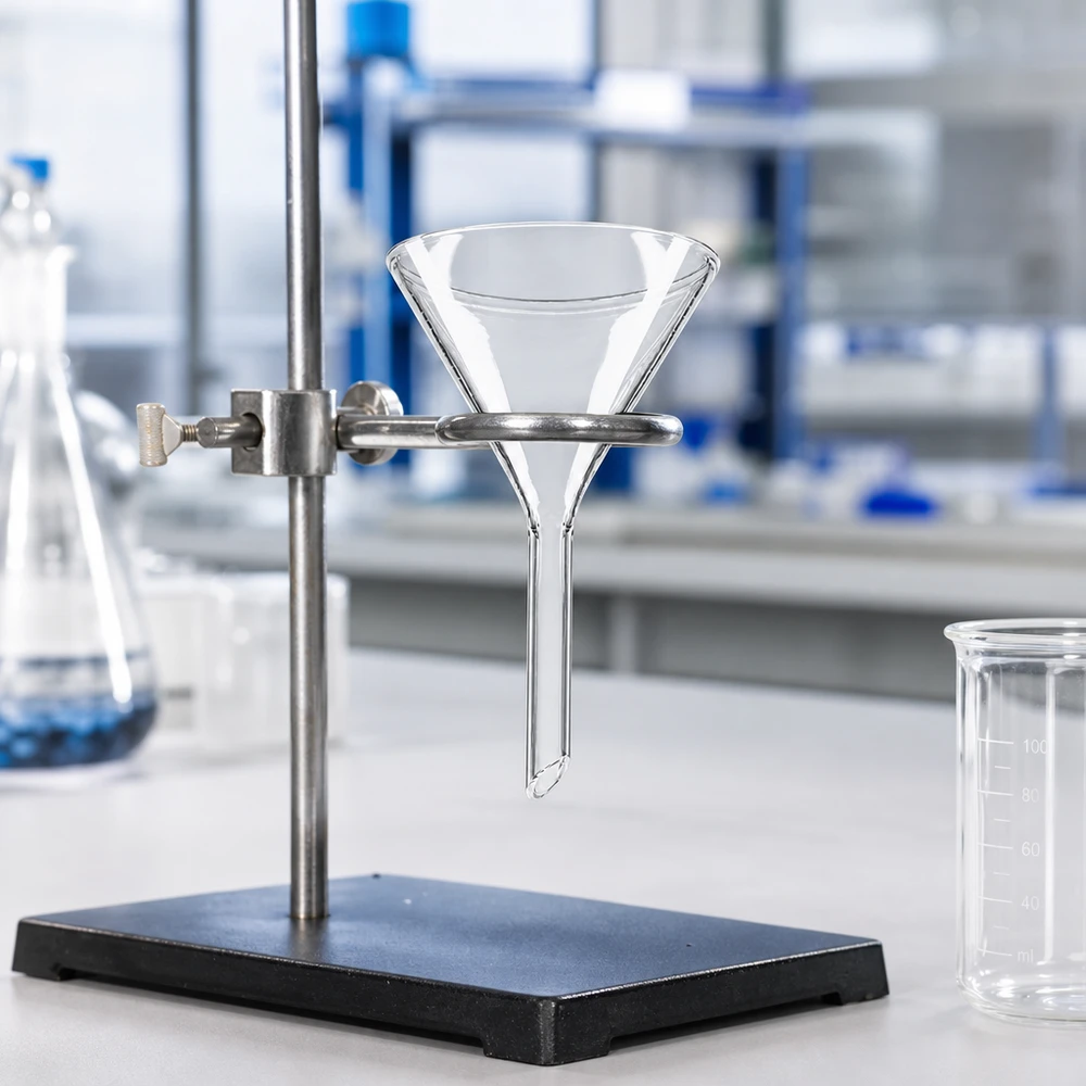 Glasklarer Analysentrichter 55mm mit optimalem 60 Grad Neigungswinkel für Sichtprüfung