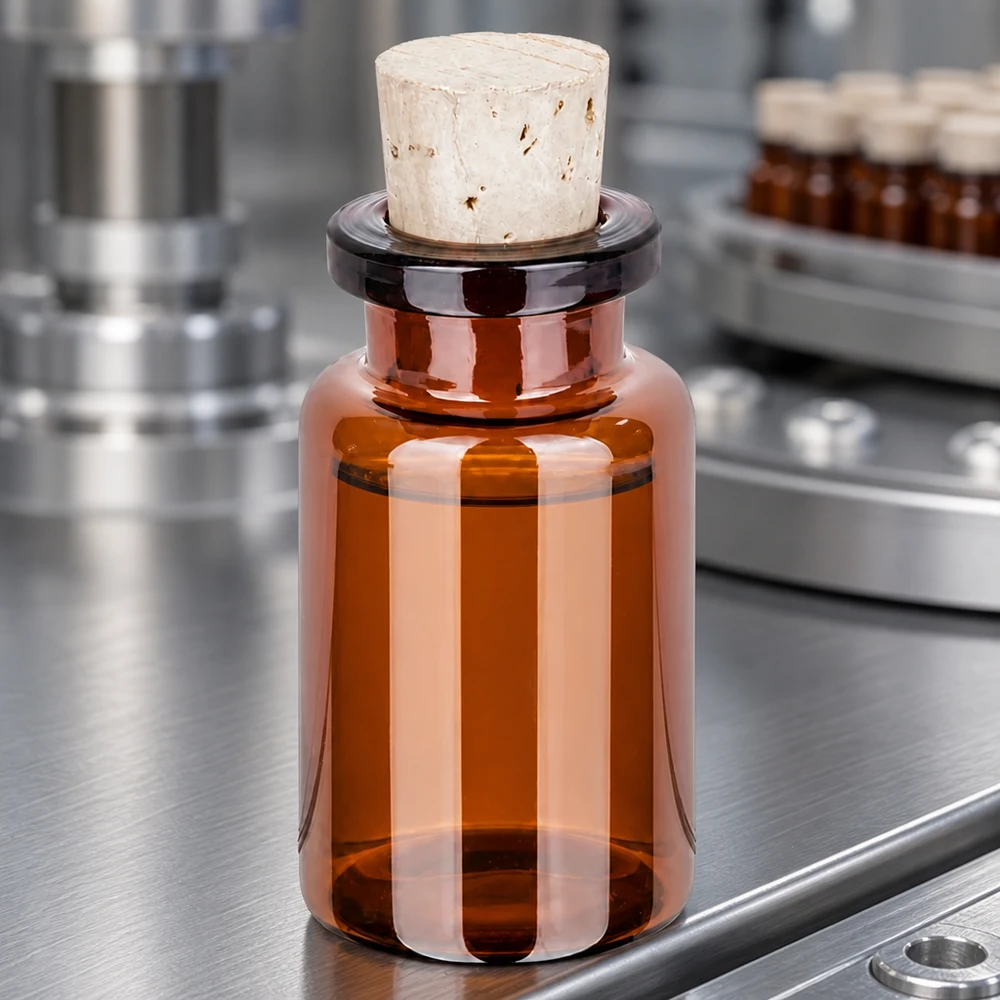 Dunkle Glasflasche 10ml breite Öffnung mit passendem Korken 11/14mm für Tinkturen