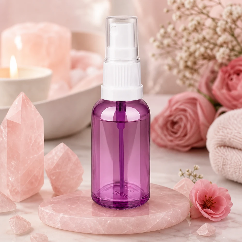 30ml Sprayflasche weiss/transparent Standard PurpleLine UT18/30 30ml Sprühflasche in stilvollem Purple Design ideal für Aromatherapie und Wellness Anwendungen
