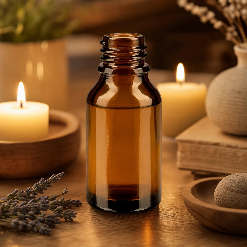 ApoGlas 15ml Braunglasflasche für Aromatherapie Massage und entspannende Wellness-Anwendungen