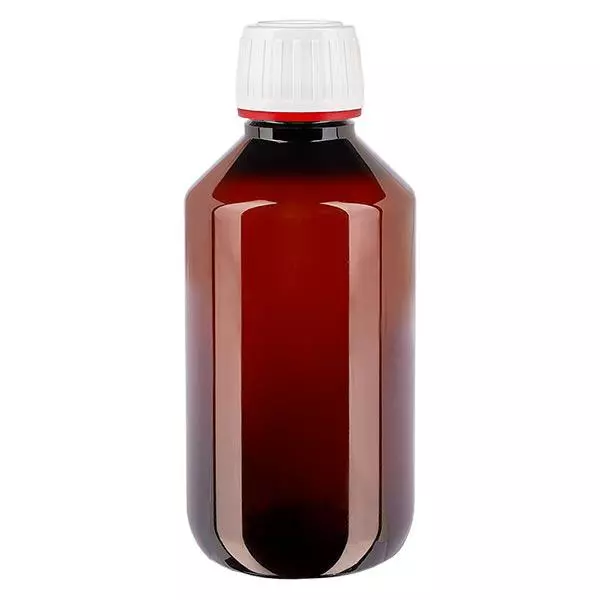 PET Flasche 200ml mit weißem Originalitätsverschluss fein geriffelt PET Flasche 200ml mit weißem Originalitätsverschluss fein geriffelt