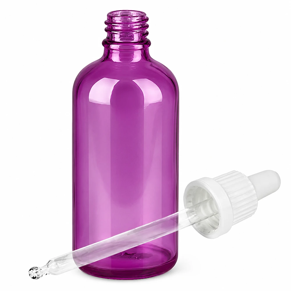 100ml Pipettenflasche weiss Originalität Schraubverschlusserschluss PurpleLine UT18/100 Kleine 100ml Dosierflasche violett mit praktischem Tropfverschluss für unterwegs