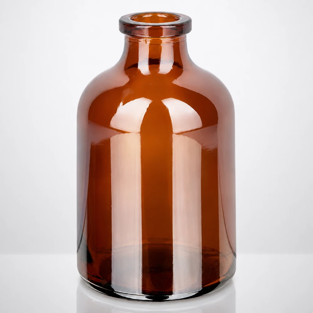 Injektionsflasche Braunglas 50ml 50ml Injektionsflasche Braunglas mit charakteristischer Rollrand-Öffnung zur Gummistopfenversiegelung