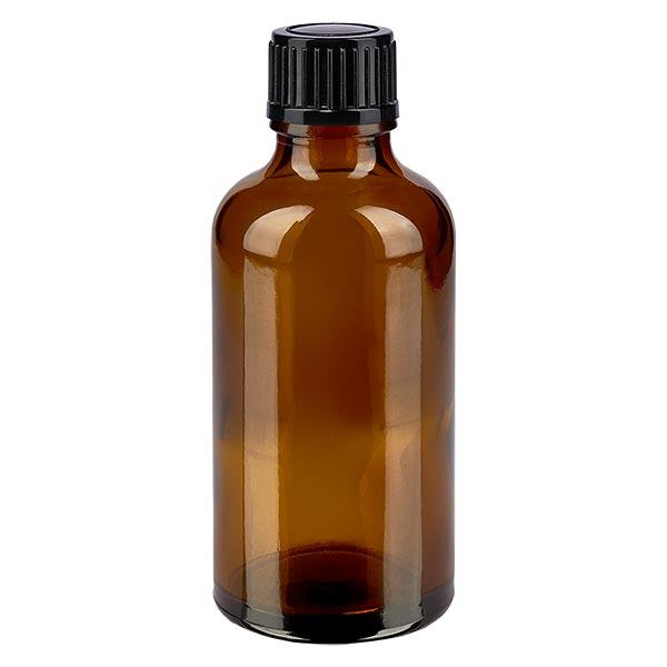 Apothekenflasche braun 50ml Schraubverschluss schwarz Standard