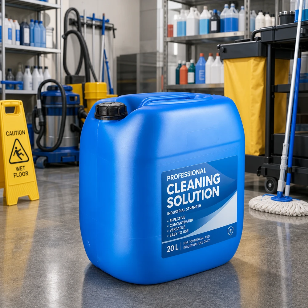 Großgebinde Kanister 30L blau mit schwarzem Schraubverschluss für industrielle Reinigungslösungen