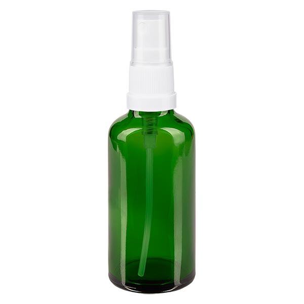 Apothekenflasche grün 50ml Sprayaufsatz weiß Apothekenflasche grün 50ml Sprayaufsatz weiß