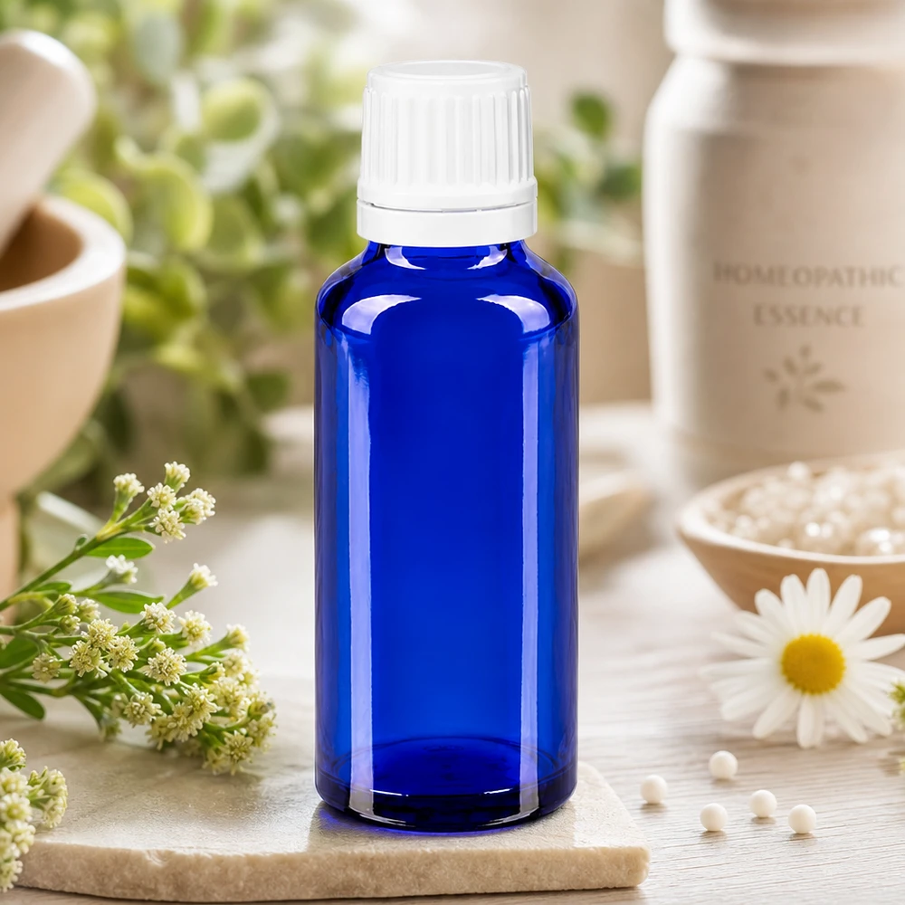 Kobaltblaue Apothekerflasche 30ml mit 0,7mm Tropfeinsatz für Homöopathika und Naturheilmittel