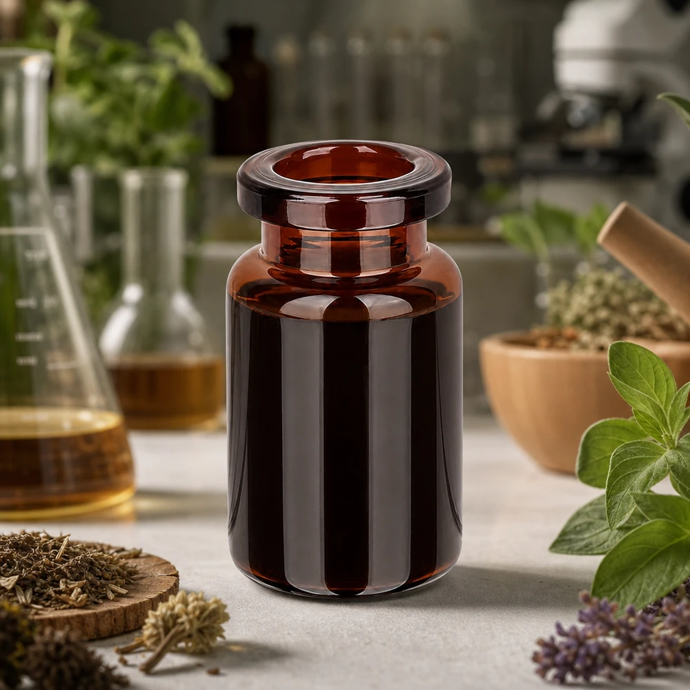 Kompakte Braunglasflasche 5ml mit breitem Mündungsrand für einfaches Befüllen