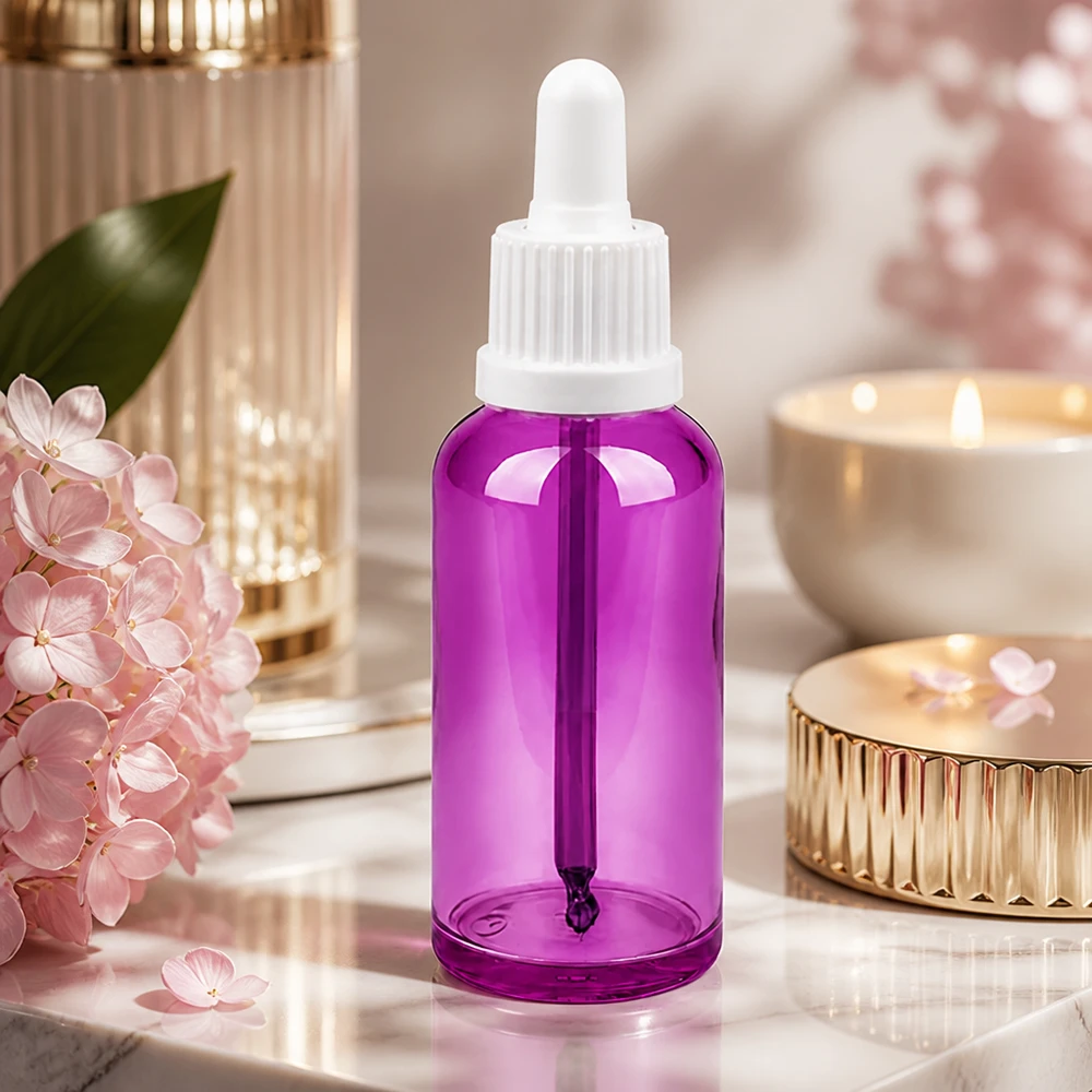 50ml Pipettenflasche weiss Originalität Schraubverschlusserschluss PurpleLine UT18/50 50ml Tropferflasche in modernem Purple Design für stilvolle Aufbewahrung von Flüssigkeiten