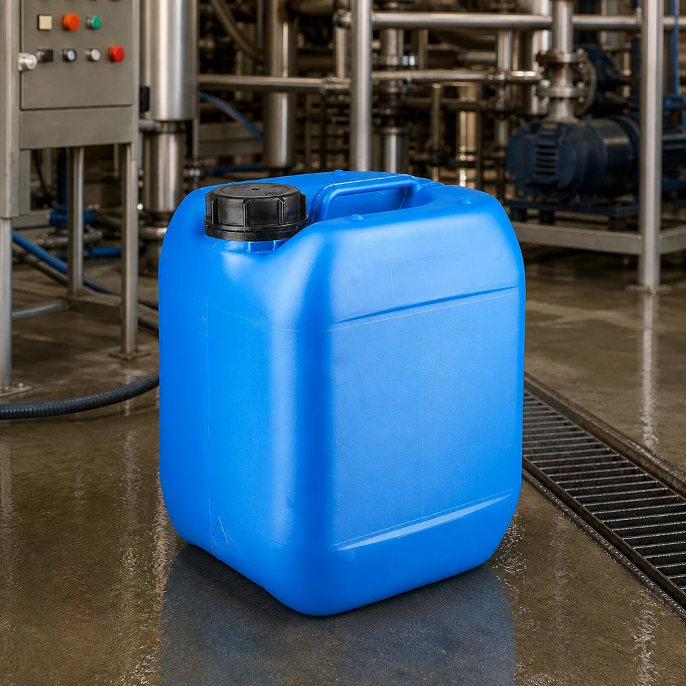 Kanister 5 Liter blau mit Schraubverschluss Originalitätsverschluss Lebensmittelechter HDPE Kanister 5L blau mit schwarzem Schraubdeckel und seitlichem Griff