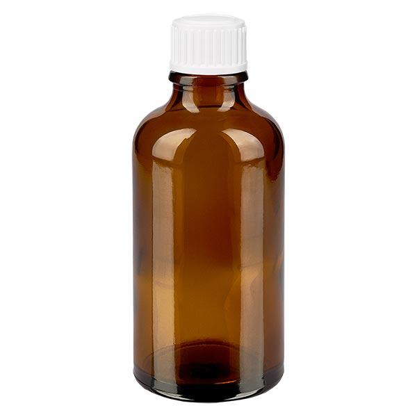 Apothekenflasche braun 50ml Schraubverschluss weiß Standard Apothekenflasche braun 50ml Schraubverschluss weiß Standard