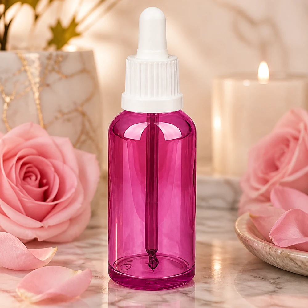 50ml Pipettenflasche weiss Originalität Schraubverschlusserschluss PurpleLine UT18/50 Kompakte 50ml Flasche lila mit Tropfer - perfekt für DIY Kosmetik und Naturprodukte