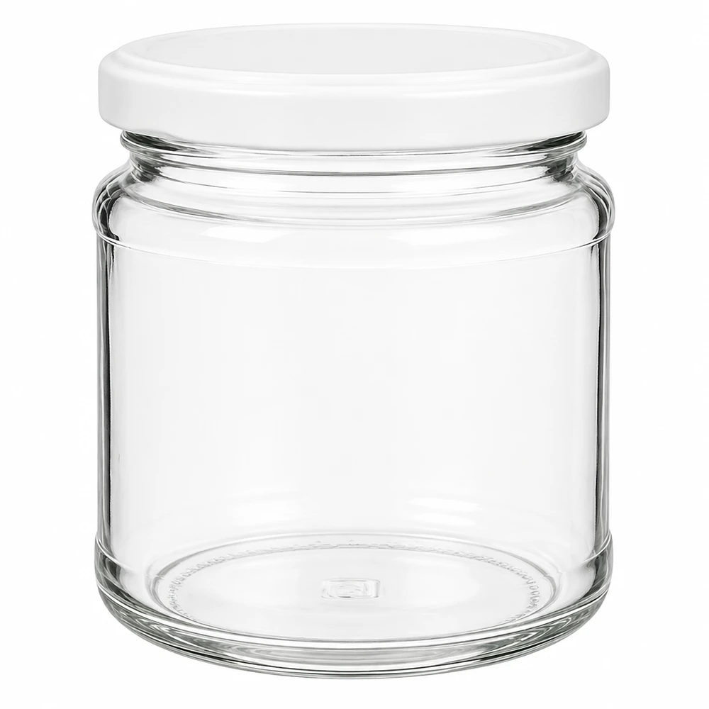 212ml Rundglas mit weißem BasicSeal Deckel UNiTWIST - leeres Glasgefäß für Konservierung und Aufbewahrung