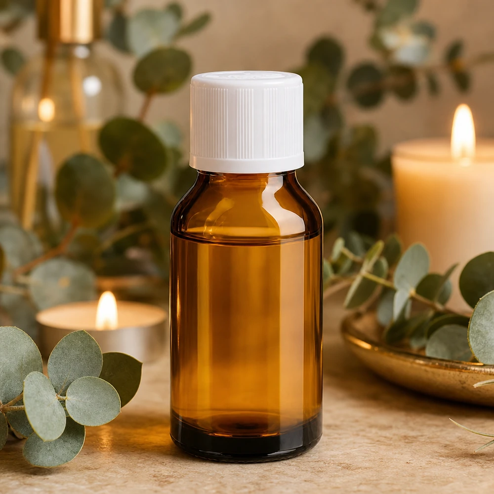 Apothekenflasche braun 15ml Schraubverschluss weiß Kindersicherung Standard Apothekenflasche 15ml braun mit kindersicherem weißen Verschluss für ätherische Öle
