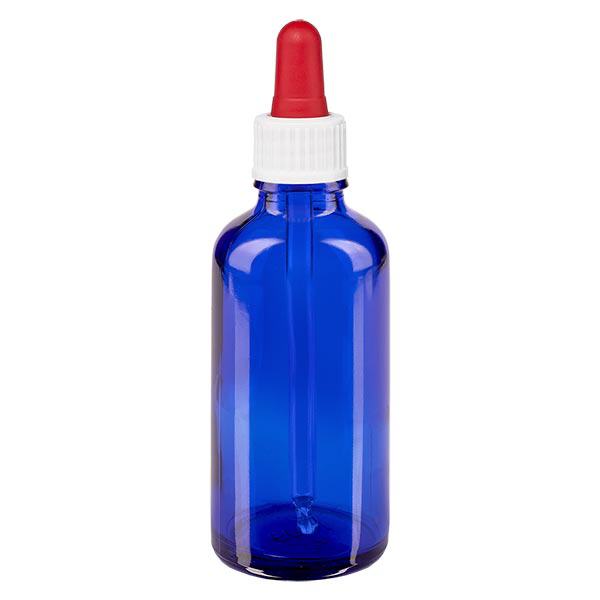 Apothekenflasche blau 50ml Pipette weiß/rot Standard