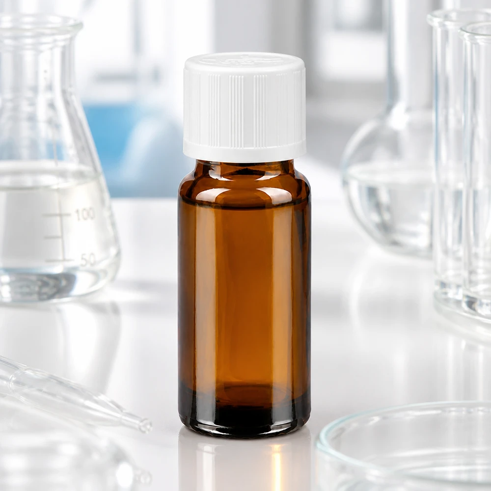 UV-Schutz Apothekerflasche 10ml braunes Glas mit kindersicherem Weißverschluss 11mm