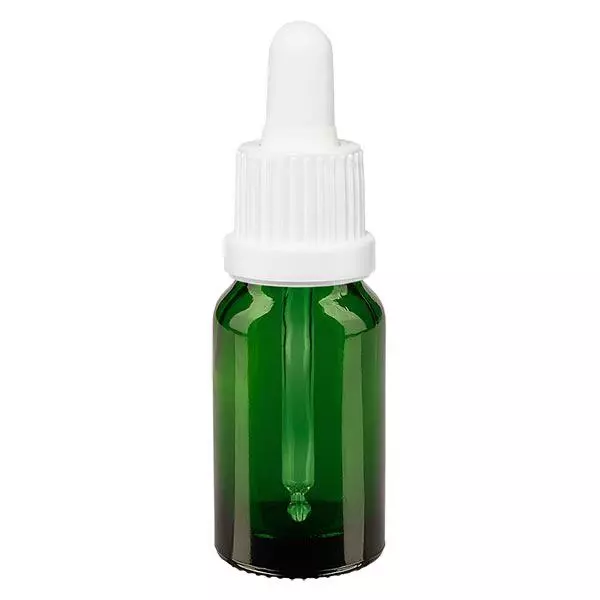 Apothekenflasche grün 10ml Pipette weiß Originalitätsverschluss