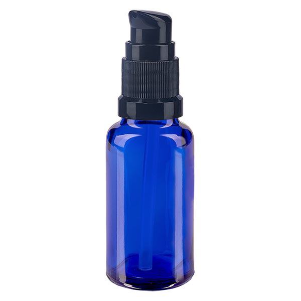 Apothekenflasche blau 20ml PumpVerschluss schwarz Standard Apothekenflasche blau 20ml PumpVerschluss schwarz Standard